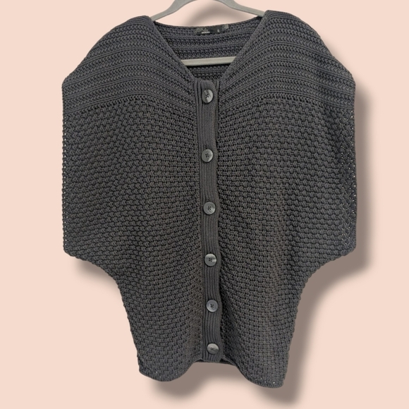Prana Grey Chunky Knit 100% Organic Cotton Button-Up Estee Sweater Vest Layering - Picture 2 of 9